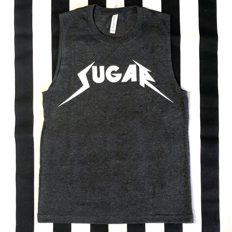 "Sugar Metal" Cotton Muscle T-shirt, Charcoal Grey