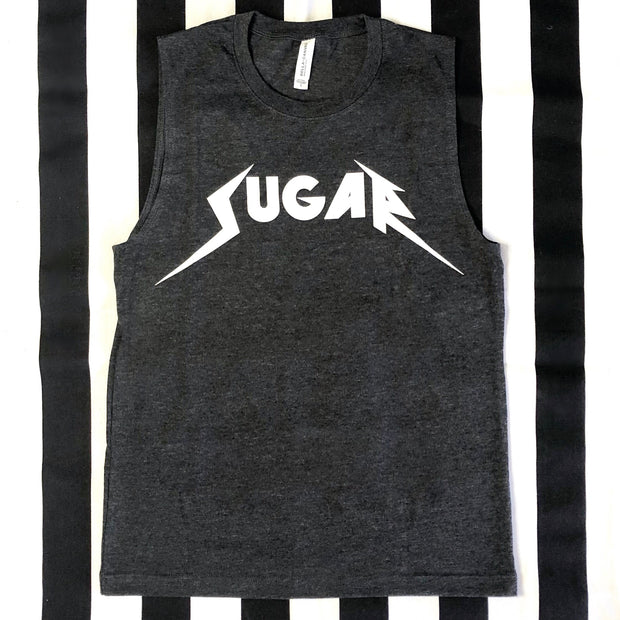 "Sugar Metal" Cotton Muscle T-shirt, Charcoal Grey